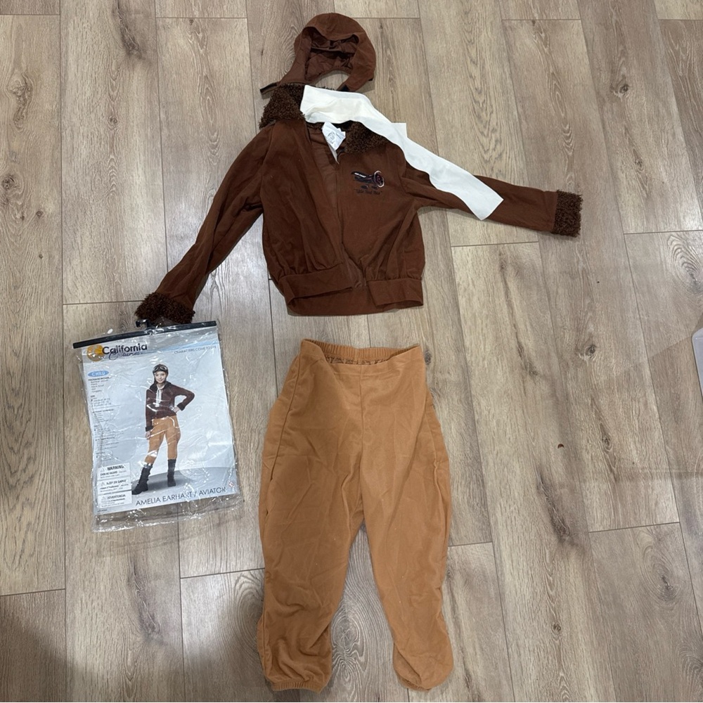 Amelia Earhart Childs  Aviator Costume with White Scarf